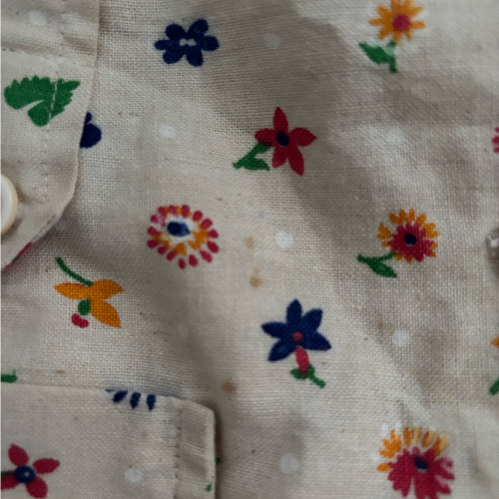 Classic Cream Floral Button-Front A-Line Skirt - Picture 3 of 4